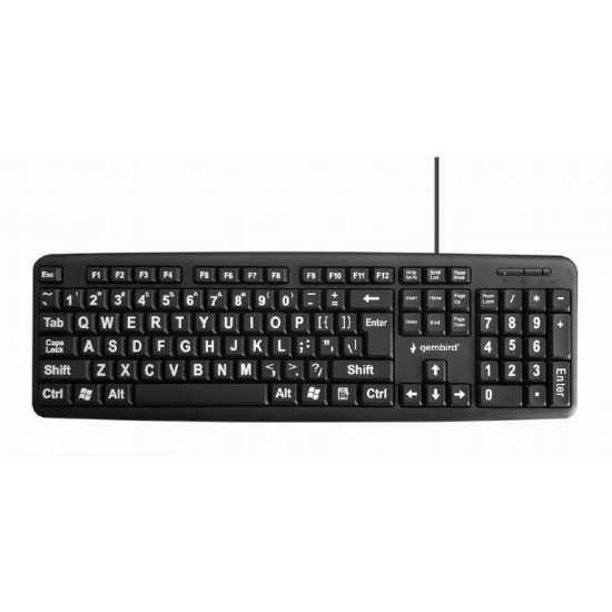 KEYBOARD STANDART USB ENG BIG/LETT. BLACK KB-US-103 GEMBIRD