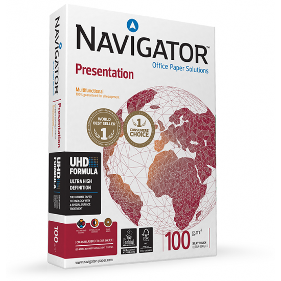 Papīrs Navigator Presentation A4, 100g/m², 500 loksnes, balts