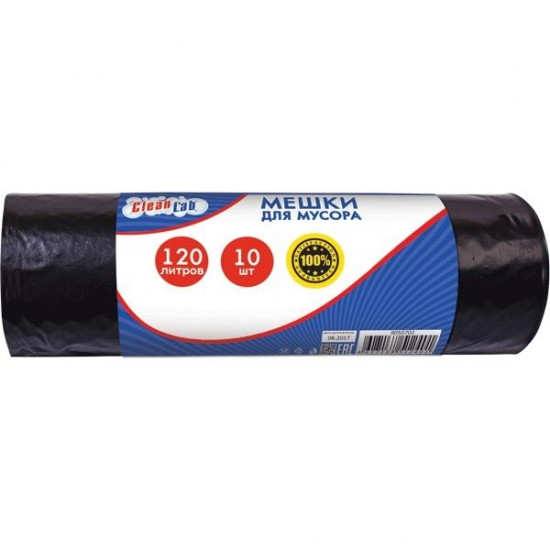 *Atkritumu maisi CleanLab LDPE, 70x110cm, 120l, 10gab/rullī, melni