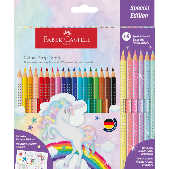 Цветные карандаши Faber-Castell Colour Grip Unicorn с блестками