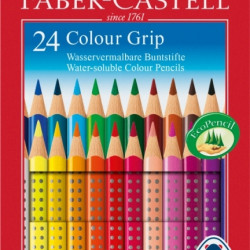 Trīsstūrveida krāsainie zīmuļi Faber-Castell Colour Grip, 24 gab