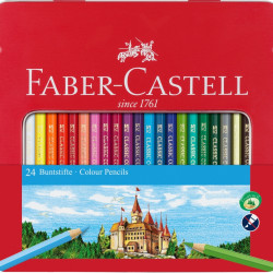 Krāsainie zīmuļi Faber-Castell Classic, 24 krāsas, metāla kārbā