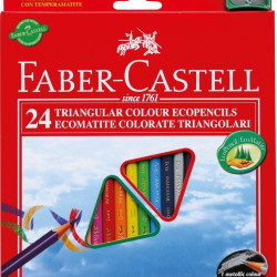 Krāsainie zīmuļi Faber-Castell Eco, 24 krāsas+asināmais