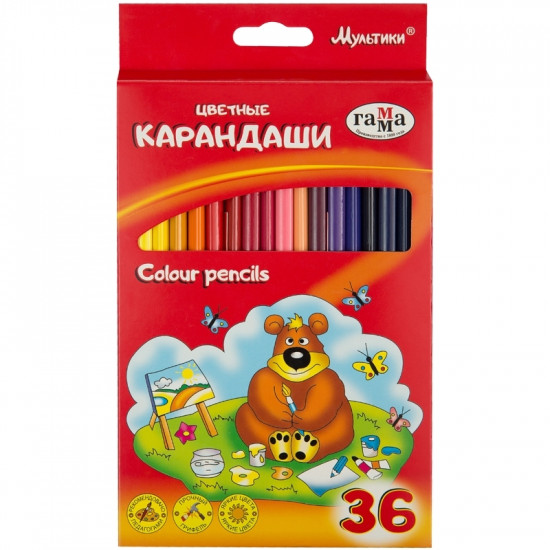 Карандаши цветные, Мультики, 36 цветов