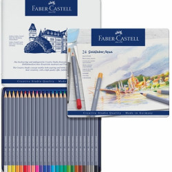 Akvareļu zīmuļi Faber Castell Goldfaber Aqua Creative Studio, 24 krāsas, metāla kārbā