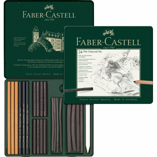 Набор Faber-Castell Pitt Charcoal 24 предмета с блендером