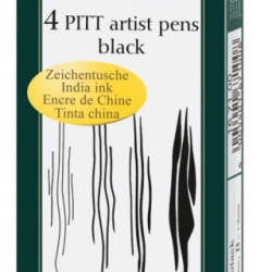 Flomāsteri Faber-Castell Pitt Artist Pen, 4gab. (S,F,M,B) melni