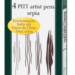 Ручки Faber-Castell Pitt Artist Pen набор 4 темная сепия