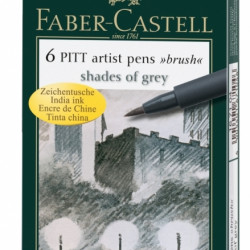 Ручка-кисть Faber-Castell Pitt Artist Pen Shades of Grey 6 цветов