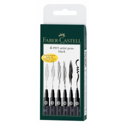 *Flomāsteri Faber-Castell Pitt Artist Pen, 6gab, melni