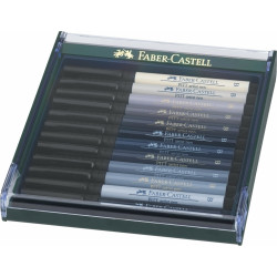 Перьевые ручки Faber-Castell Pitt Artist Pen Brush 12 оттенков серого