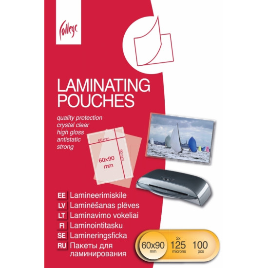 Laminēšanas plēve College Antistatic 60x90mm, 125mikr, 100 loksnes, glancēta