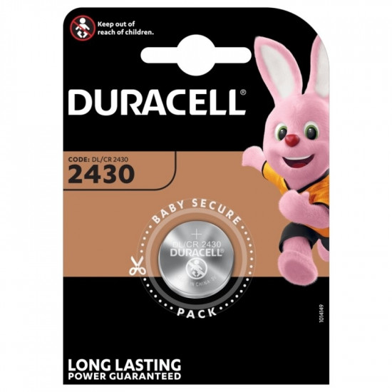 Baterija Duracell Lithium, DL2430, CR2430, CR2430, 3V, 1gab/iep