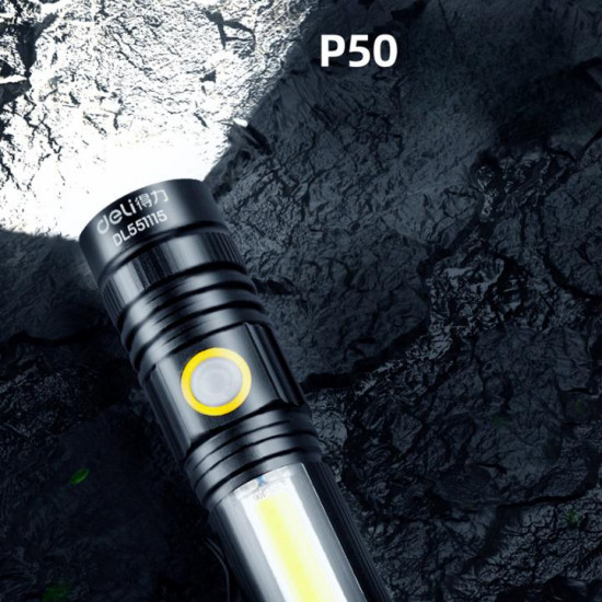 *Lukturis Deli 15W/450lm, ar akumulatoru 1800mAh IPX3 LED, alumīnija korpuss