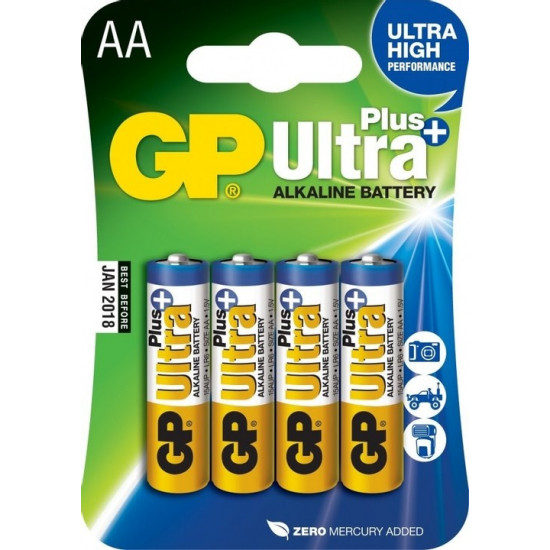 Baterija GP Ultra Plus AA/LR6 1.5V Alkaline, 4 gab.