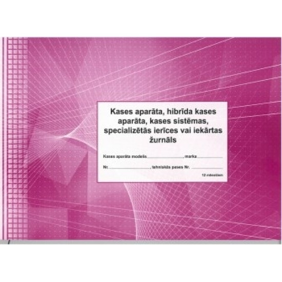 Kases aparāta, hibrīda kases aparāta, kases sistēmas, specializētās ierīces vai iekārtas žurnāls ABC A4,, 12 mēneši, 3 PVN ailes, 32cm