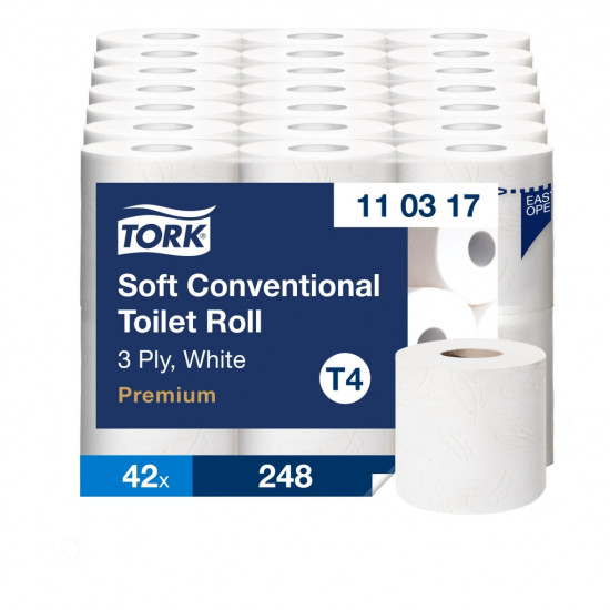 Tualetes papīrs Tork 110317 Premium Extra Soft T4, balts, 3 slāņi, 35 m, 248 lapas, 6 ruļļi