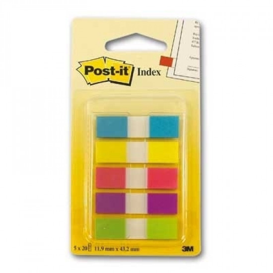 Indeksi Post-it 12x43mm, 20gabx5krāsas