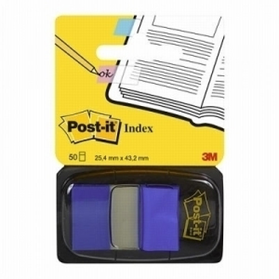 Indeksi Post-it, 25x43mm, 50gab/iep, zili