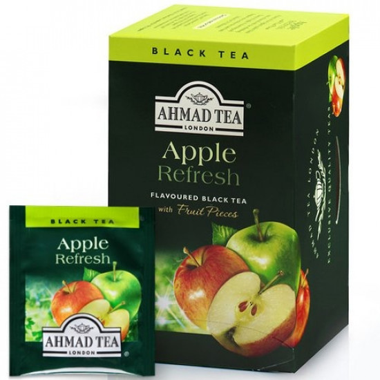 Melnā tēja Ahmad Tea Apple Refresh, ābolu, 20gabx2gr, folijā