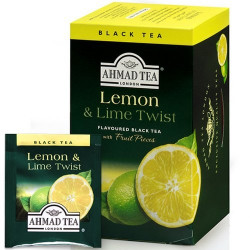 Melna augļu tēja Ahmad Tea Lemon&Lime Twist, citrons un laims ,20 gab.x2g, folijā