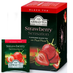 Melnā tēja Ahmad Tea Stawberry Sensation, zemeņu, 20gabx2gr, folijā