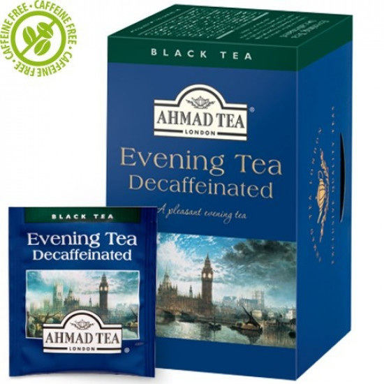 Melnā tēja Ahmad Tea Evening bez kofeīna, 25 gab.x 2g, folijā