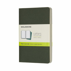 *Bloknots Moleskine Cahier 9x14cm, baltās lapas, mīkstie vāki, 3 gab., zaļš