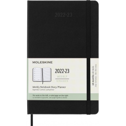 Kalender-märkmik Moleskine 18kuud 2019/20 13x21cm, nädal, kõvad kaaned, must