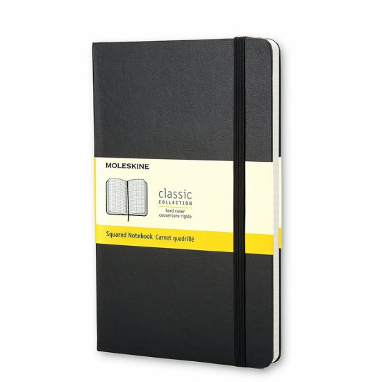 Rūtiņu piezīmju klade ar gumiju Moleskine Classic 9x14cm, 192 lapas, cietos vākos, melna