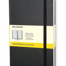 Rūtiņu piezīmju klade ar gumiju Moleskine Classic 9x14cm, 192 lapas, cietos vākos, melna