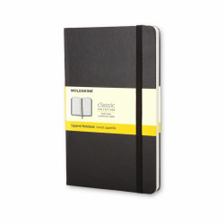 Rūtiņu piezīmju klade ar gumiju Moleskine Classic 13x21cm, 240 lapas, cietos vākos, melna