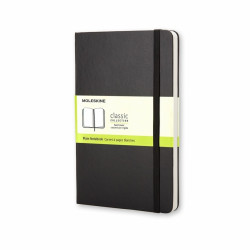 Piezīmju klade ar gumiju Moleskine Classic 13x21cm, 240 baltas lapas, cietos vākos, melna