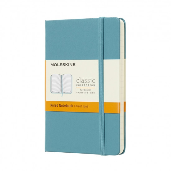 Līniju piezīmju klade Moleskine Classic 9x14cm, 192 lapas, cietos vākos, gaiši zila