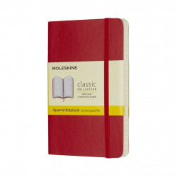 *Bloknots Moleskine Classic 9x14cm, rūtiņu, mīkstie vāki, sarkans