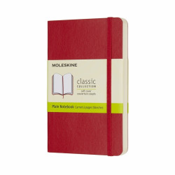 Piezīmju blociņš ar gumiju Moleskine Classic 9x14cm, 192 baltas lapas, mīkstie vākos, sarkans