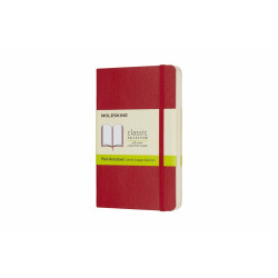 Piezīmju blociņš ar gumiju Moleskine Classic 9x14cm, 192 baltas lapas, mīkstie vākos, sarkans