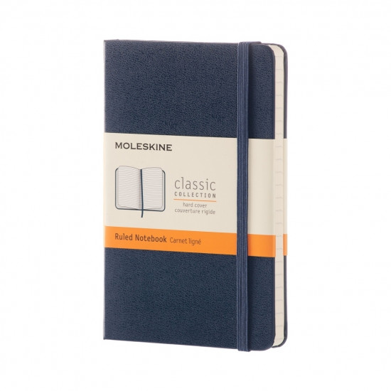 Тетрадь Moleskine Classic, 9x14 см, в линейку, твердая обложка, синяя