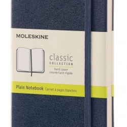 Piezīmju blociņš ar gumiju Moleskine Classic 9x14cm, 192 baltas lapas, cietos vākos, zils