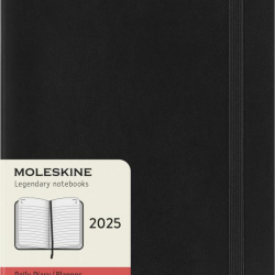 Kalender-märkmik Moleskine 2025 13x21cm, päev, pehmed kaaned, must