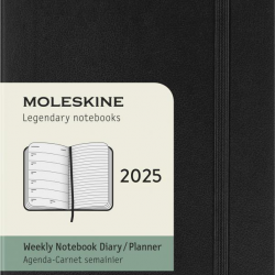 Kalender-märkmik Moleskine 2025 9x14cm, nädal, pehmed kaaned, must