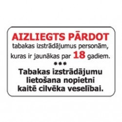 Uzlīme Aizliegts pārdot tabaku