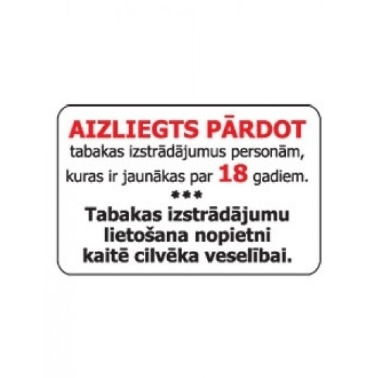 Uzlīme Aizliegts pārdot tabaku