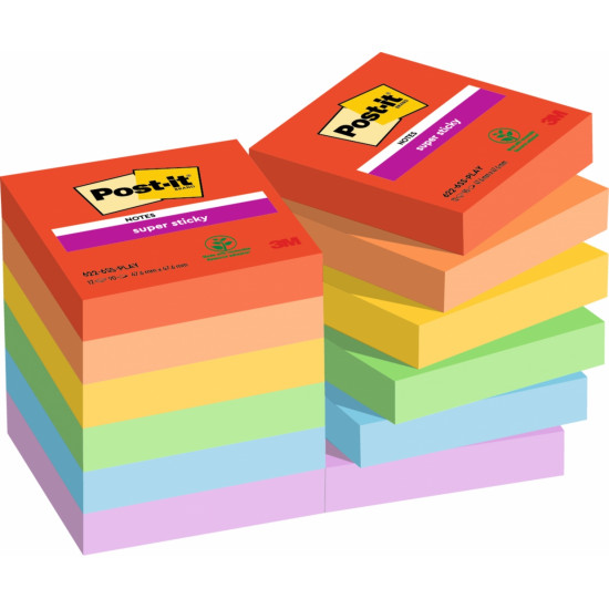 Märkmepaber 3M Post-it® Super Sticky Playful 47.6mmx47.6mm 12tk/pk 90L