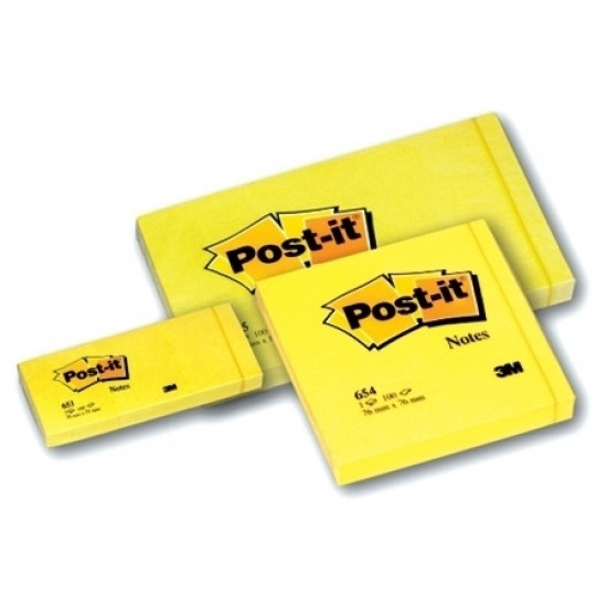 Клейкие листочки 3М Post-It 51Х76мм жёлтые  12