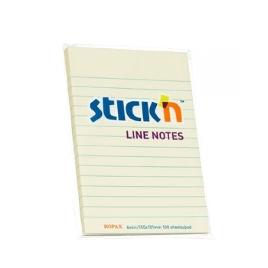 Клейкие листки Stick´N 21056 101x150мм pastell желтые linear 100sh