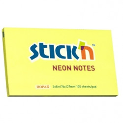 Līmlapiņas StickN 21135, 76x127mm, 100 lapiņas, neona dzeltenas