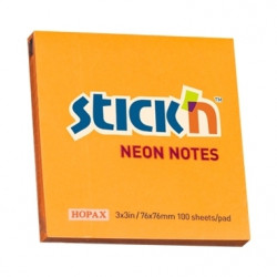 Līmlapiņas StickN 21164, 76x76mm, 100 lapiņas, neona oranžas