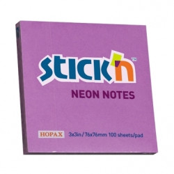 Līmlapiņas StickN 21210, 76x76mm, 100 lapiņas, neona violetas