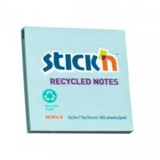 Клейкие листики Stick´N 21433 Eco 76x76mm, 100 листов, голубые